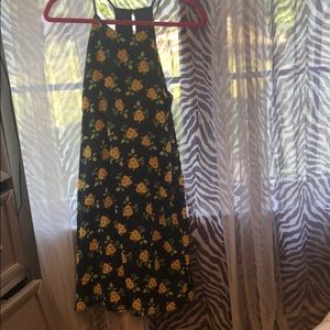 Navy Blue Flowy dress with Yellow Flowers
